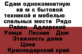 Сдам однокомнатную 30кв м с бытовой техникой и мебелью. 2-3 спальных места. Рядо › Район ­ Адлерский › Улица ­ Лесная › Дом ­ 20 › Этажность дома ­ 9 › Цена ­ 15 000 - Краснодарский край, Сочи г. Недвижимость » Квартиры аренда   